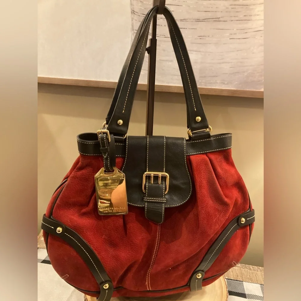 Dooney and Bourke Limited Edition Red Suede Hayden Panettiere (HP) Tote Bag Rare